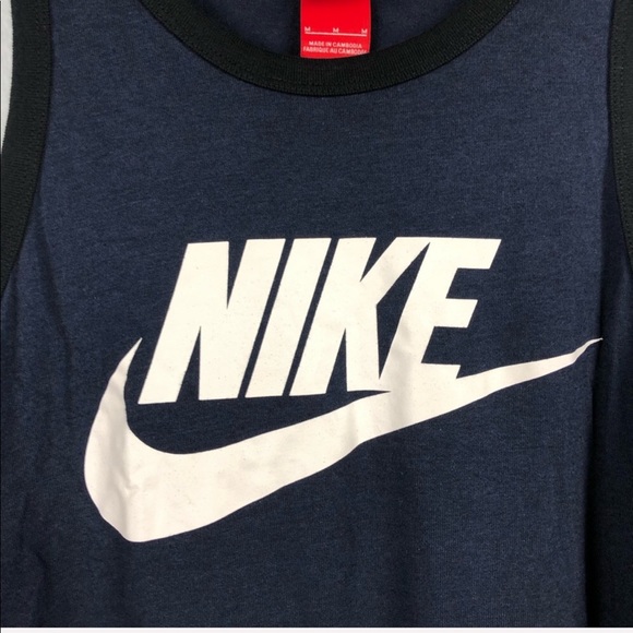 Nike Logo Tank Top Navy Blue Spellout Athleisure - Picture 2 of 6